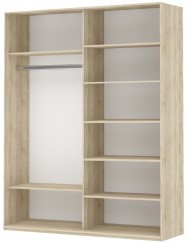Шкаф 2-дверный Прайм (ДСП/Белое стекло) 1600x570x2300, белый снег в Ревде - предосмотр 1