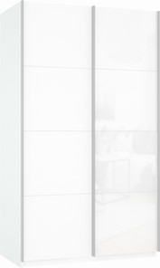 Шкаф Прайм (ДСП/Белое стекло) 1200x570x2300, белый снег в Новоуральске