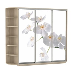 Шкаф Экспресс со стеллажом, 2100х600х2200, Орхидея белая/шимо светлый в Тавде