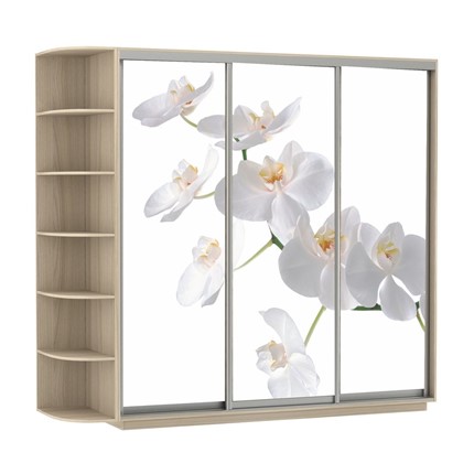 Шкаф Экспресс со стеллажом, 2100х600х2200, Орхидея белая/шимо светлый в Екатеринбурге - изображение