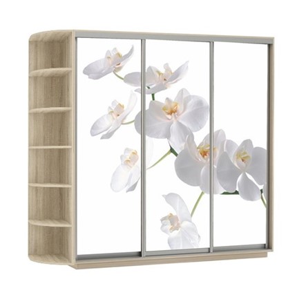 Шкаф 3-х дверный Экспресс со стеллажом, 2100х600х2400, Орхидея белая/дуб сонома в Екатеринбурге - изображение