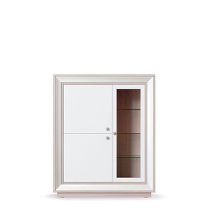 шкаф 3-х дверный (1 стеклодверь) низкий Прато 1179, Ясень светлый \ жемчуг в Артемовском