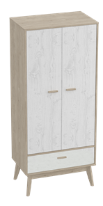 Шкаф для одежды Калгари, Дуб натуральный светлый/Белый матовый в Полевском