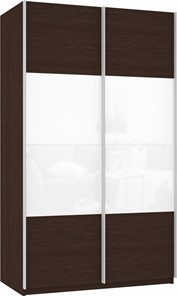 Шкаф 2-створчатый Прайм (ДСП/Белое стекло) 1200x570x2300, венге в Кушве - предосмотр 2