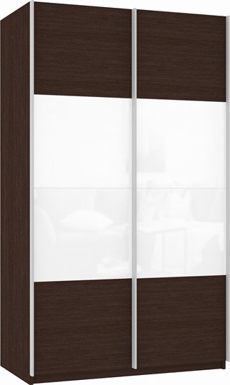 Шкаф 2-створчатый Прайм (ДСП/Белое стекло) 1200x570x2300, венге в Кушве - изображение 2