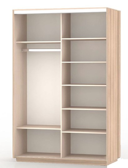 Шкаф Экспресс (ДСП/Зеркало), со стеллажом, 1900х600х2400, шимо светлый в Ревде - изображение 1