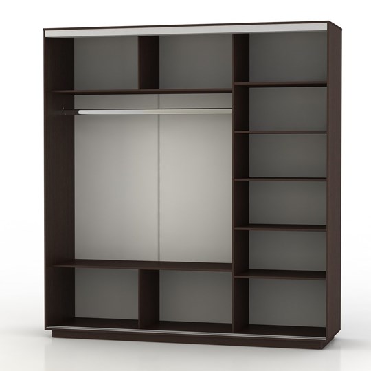 Шкаф 3-створчатый Экспресс (3 зеркала), со стеллажом 2100х600х2400, венге в Ревде - изображение 1