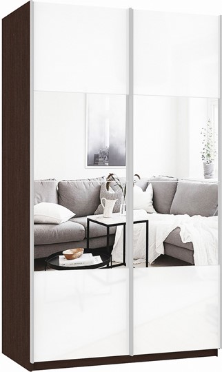 Шкаф Прайм (Зеркало/Белое стекло) 1200x570x2300, венге в Ревде - изображение 2