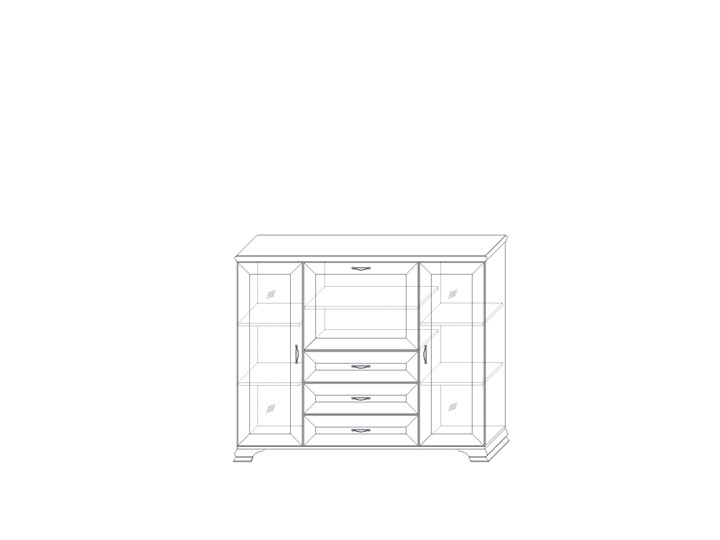 Шкаф низкий (2 стеклодвери) Сиена, Бодега белый / патина золото в Кушве - изображение 1