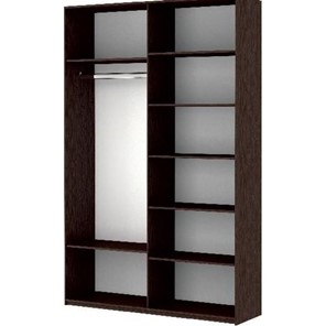 Шкаф 2-створчатый Прайм (Зеркало/Белое стекло) 1600x570x2300, венге в Кушве - предосмотр 1