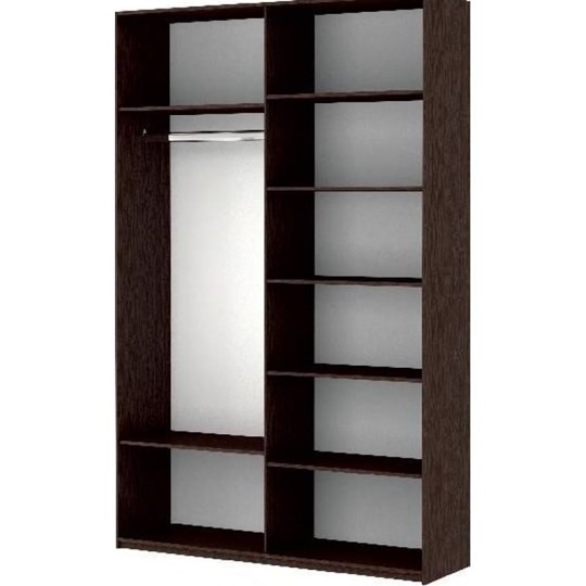 Шкаф 2-створчатый Прайм (Зеркало/Белое стекло) 1600x570x2300, венге в Каменске-Уральском - изображение 1