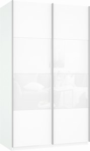 Шкаф-купе двухдверный Прайм (ДСП/Белое стекло) 1400x570x2300, белый снег в Екатеринбурге - предосмотр 2