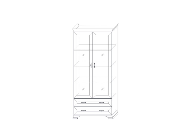 Шкаф (2 стеклодвери) Сиена, Бодега белый / патина золото в Красноуфимске - изображение 1
