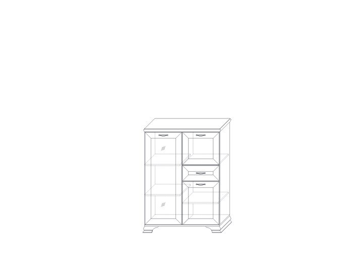 Шкаф низкий  (1 стеклодверь) Сиена, Бодега белый / патина золото в Екатеринбурге - изображение 1