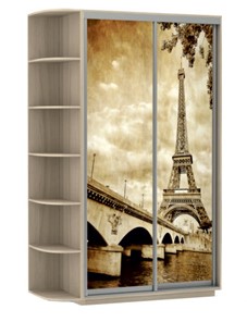 Шкаф 2-створчатый Хит, 1500x600x2200, фотопечать, со стеллажом, париж, шимо светлый в Полевском
