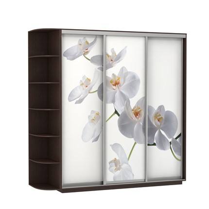 Шкаф трехдверный Экспресс со стеллажом, 2400х600х2400, Орхидея белая/венге в Екатеринбурге - изображение