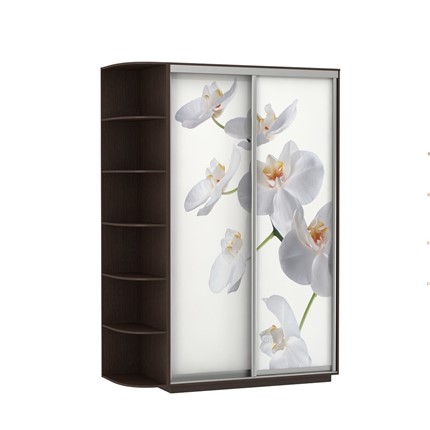 Шкаф 2-створчатый Экспресс 1500x600x2200, со стеллажом, Орхидея белая/венге в Екатеринбурге - изображение