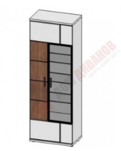 Шкаф витрина со стеклом левая Корано, Бм.Кор-01, белый экспо/ольха текстурная в Ревде