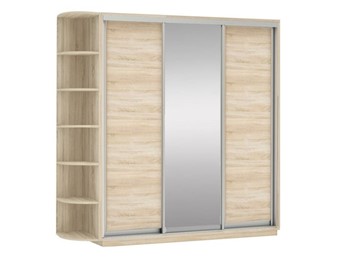 Шкаф 3-створчатый Экспресс (ДСП/Зеркало/ДСП) со стеллажом, 2400х600х2200, дуб сонома в Ревде