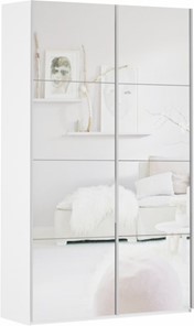 Шкаф 2-дверный Прайм (Зеркало/Зеркало) 1600x570x2300, белый снег в Каменске-Уральском