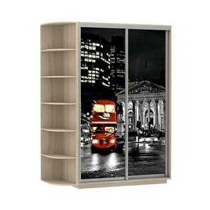 Шкаф 2-х дверный Экспресс 1500x600x2200, со стеллажом, Ночной Лондон/шимо светлый в Екатеринбурге