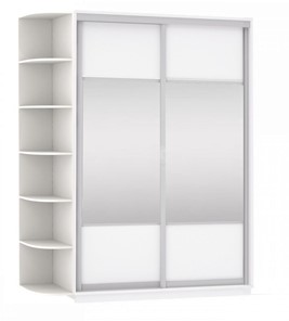 Шкаф двухдверный Экспресс (Комби), со стеллажом 1500x600x2400, белый снег в Кушве - предосмотр
