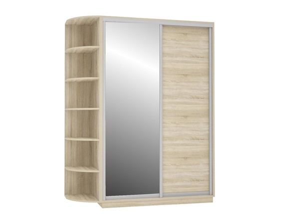 Шкаф 2-х створчатый Экспресс (ДСП/Зеркало), со стеллажом, 1900х600х2200, дуб сонома в Екатеринбурге - изображение
