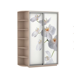 Шкаф 2-дверный Экспресс 1700x600x2200, со стеллажом, Орхидея белая/дуб молочный в Первоуральске