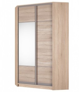 Угловой шкаф Аларти (YA-230х1250(602) (2) Вар. 3; двери D3+D4), с зеркалом в Первоуральске
