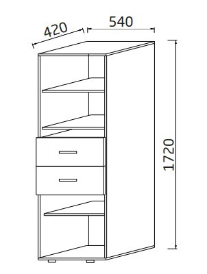 Шкаф-пенал в гостиную Палермо П-1, дуб крафт белый/дуб крафт серый в Кушве - изображение 1