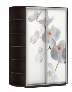 Шкаф 2-дверный Хит, 1500x600x2200, фотопечать, со стеллажом, белая орхидея, венге в Екатеринбурге - предосмотр