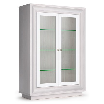 шкаф 2-х дверный (2 стеклодвери) низкий Прато 998, Ясень анкор светлый, жемчуг, ясень анкор светлый в Полевском - изображение