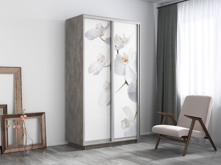 Шкаф 2-створчатый Экспресс 1200x600x2200, Орхидея белая/бетон в Екатеринбурге - изображение 3