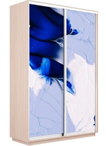 Шкаф 2-дверный Экспресс 1200x600x2400, Абстракция бело-голубая/дуб молочный в Екатеринбурге