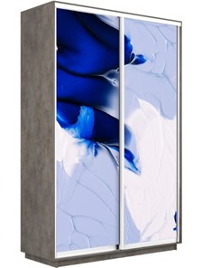 Шкаф 2-дверный Экспресс 1400x450x2200, Абстракция бело-голубая/бетон в Ревде