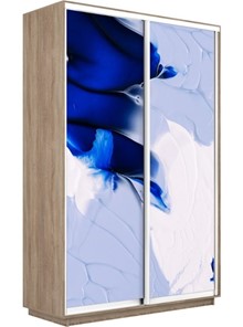 Шкаф 2-х дверный Экспресс 1400x600x2200, Абстракция бело-голубая/дуб сонома в Новоуральске