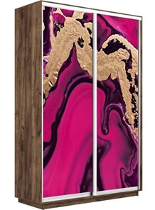 Шкаф 2-створчатый Экспресс 1400x600x2400, Абстракция розовая/дуб табачный в Ревде