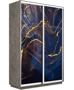 Шкаф 2-х дверный Экспресс 1400x600x2400, Абстракция золотая пыль/бетон в Екатеринбурге - предосмотр