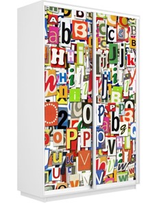 Шкаф 2-дверный Экспресс 1400x600x2400, Буквы/белый снег в Екатеринбурге