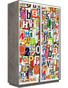 Шкаф 2-створчатый Экспресс 1400x600x2400, Буквы/бетон в Екатеринбурге