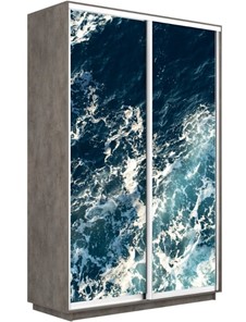 Шкаф 2-х дверный Экспресс 1400x600x2400, Морские волны/бетон в Ревде