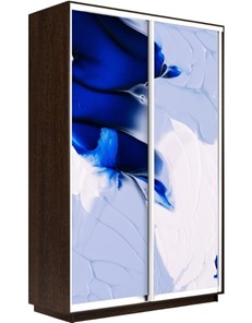 Шкаф 2-створчатый Экспресс 1600x450x2200, Абстракция бело-голубая/венге в Екатеринбурге - предосмотр