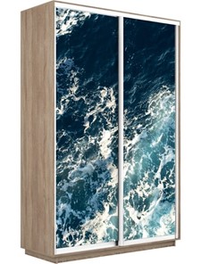 Шкаф 2-створчатый Экспресс 1600x450x2200, Морские волны/дуб сонома в Первоуральске