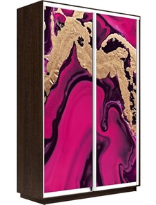 Шкаф двухдверный Экспресс 1600x450x2400, Абстракция розовая/венге в Асбесте