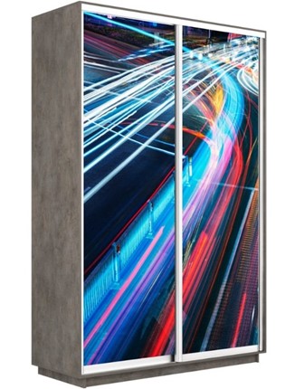 Шкаф 2-х створчатый Экспресс 1600x450x2400, Ночная магистраль/бетон в Екатеринбурге - изображение
