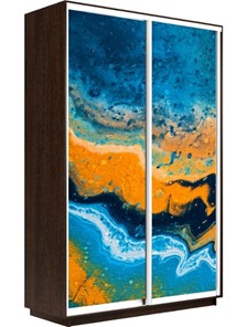 Шкаф 2-створчатый Экспресс 1600x600x2200, Абстракция оранжево-голубая/венге в Асбесте
