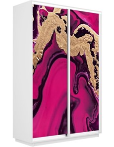 Шкаф двухдверный Экспресс 1600x600x2200, Абстракция розовая/белый снег в Красноуфимске