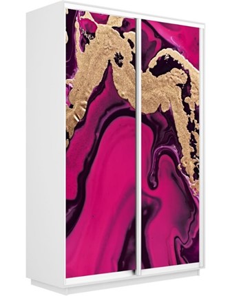 Шкаф двухдверный Экспресс 1600x600x2200, Абстракция розовая/белый снег в Екатеринбурге - изображение