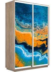 Шкаф 2-створчатый Экспресс 1600x600x2400, Абстракция оранжево-голубая/дуб сонома в Ревде