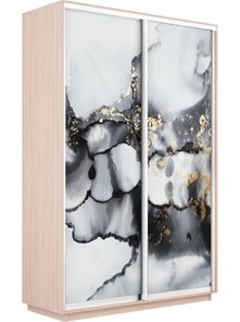 Шкаф 2-дверный Экспресс 1600x600x2400, Абстракция серая/дуб молочный в Екатеринбурге